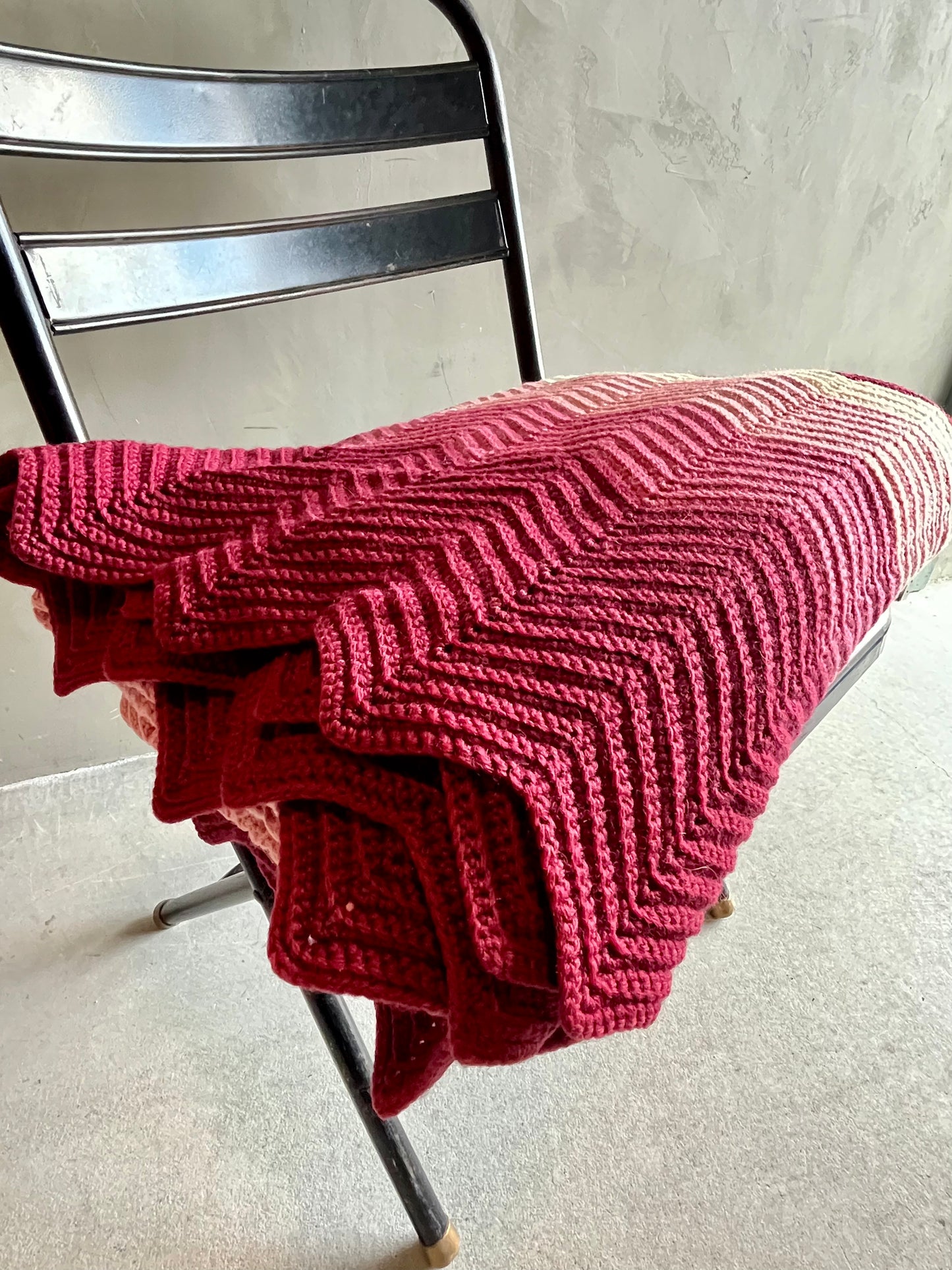 【USA vintage】グラニーブランケット ピンクグラデーション