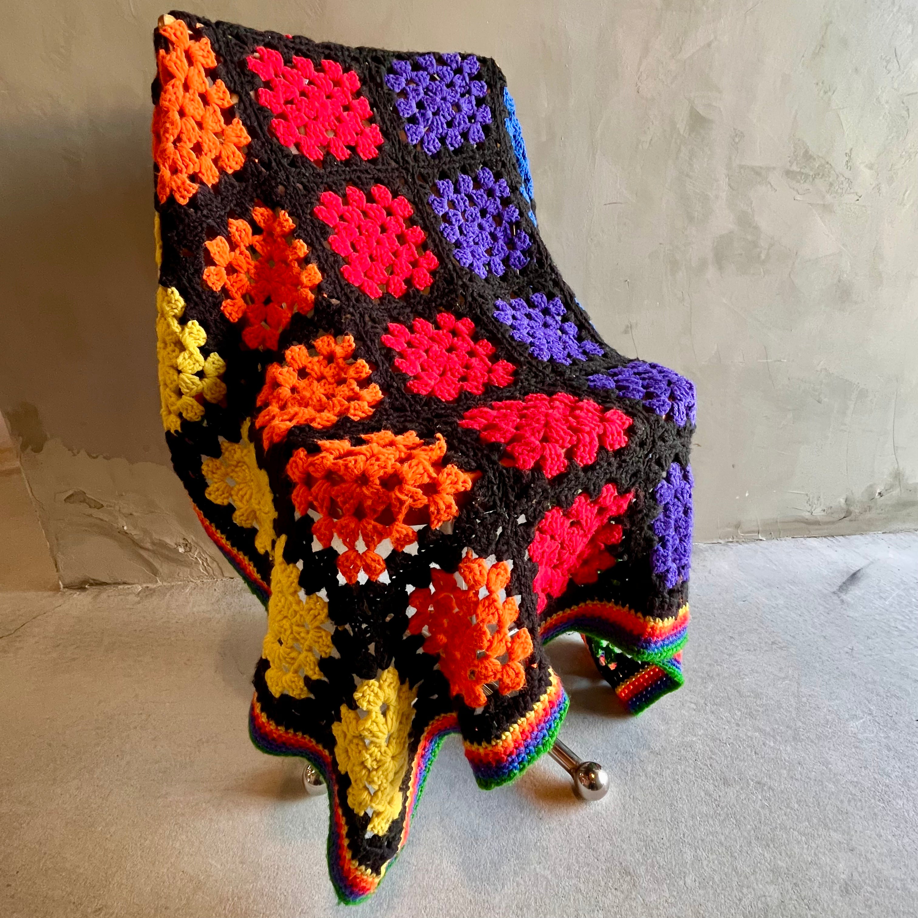 USA vintage】グラニーブランケット スクエア カラフル レインボー USA vintage】グラニーブランケット スクエア カラフル レインボー