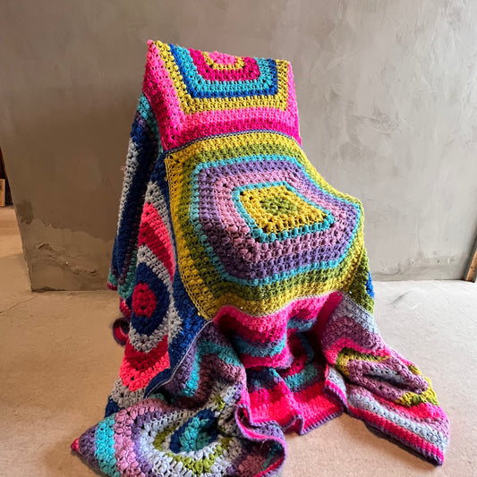 【USA vintage】グラニーブランケット レインボースクエア