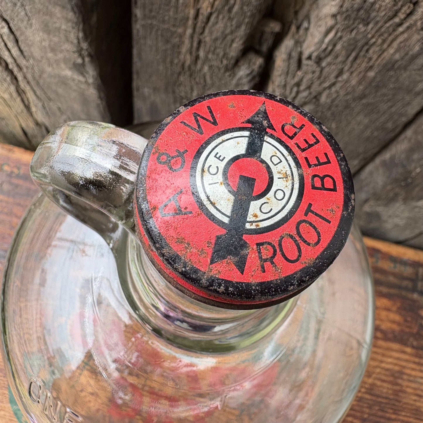 【USA vintage】A&W ONE GALLON Clear Glass Jug