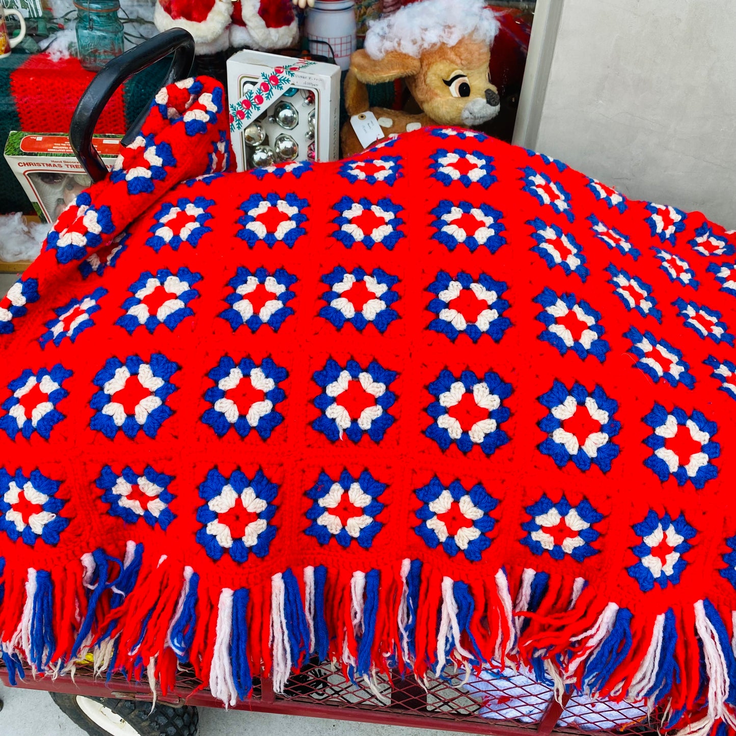 【1970s USA vintage】グラニーブランケット クロシェ スクエア