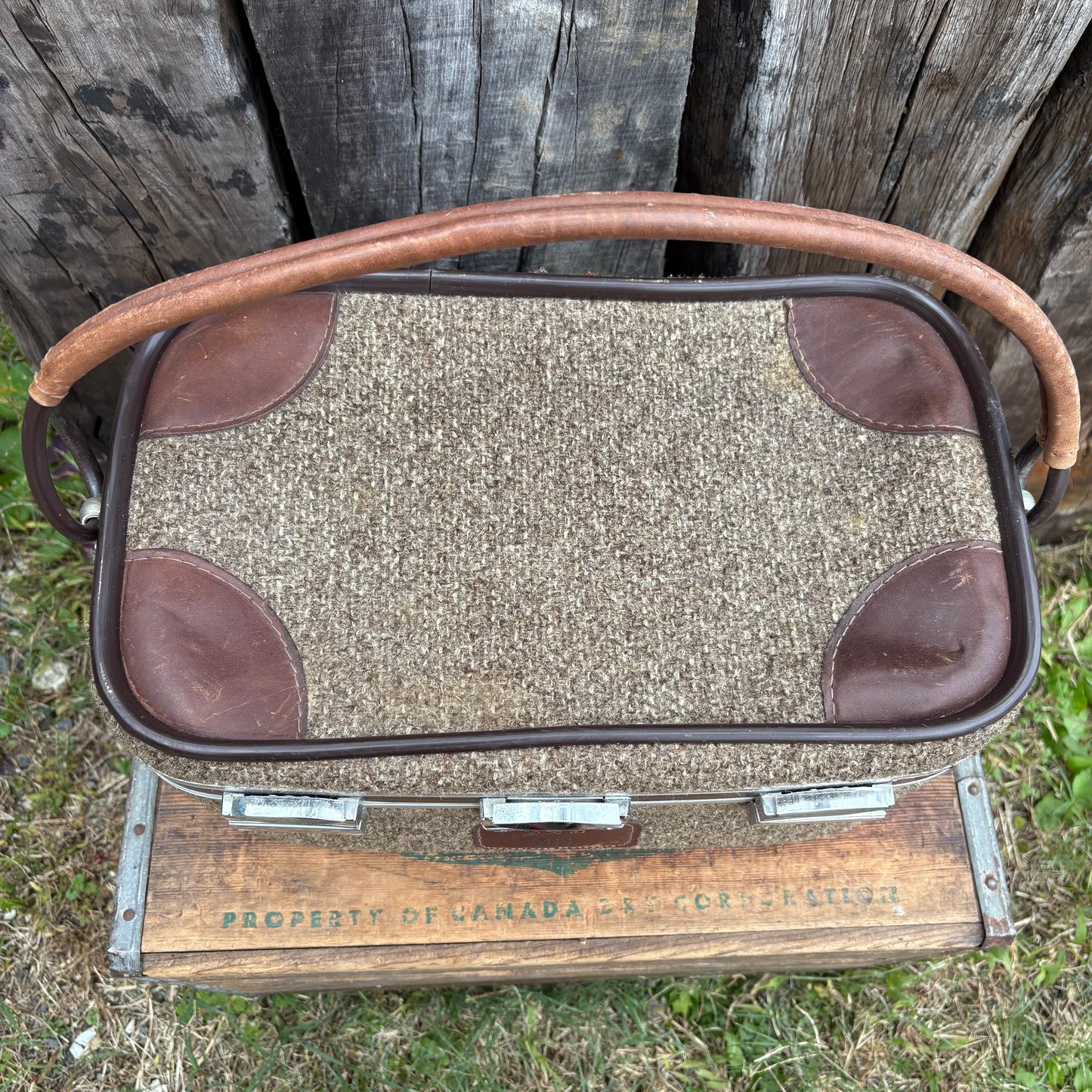 【1950s USA vintage】SKYWAY Train Case tweed
