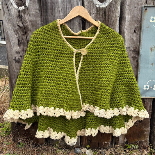 【USA vintage】 Knit poncho green