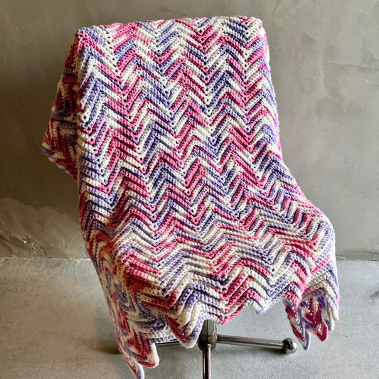 【USA vintage】グラニーブランケット ひざ掛け ピンク×パープル