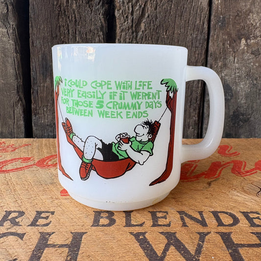 【1980s USA Vintage】Glasbake Milk Glass Mug