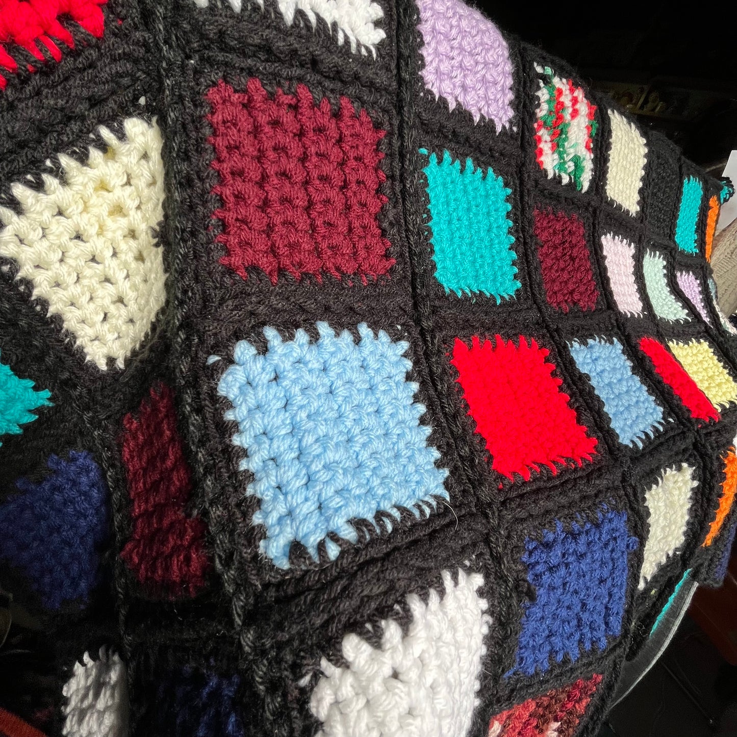 【USA vintage】Granny Blanket ひざ掛け モザイクスクエア