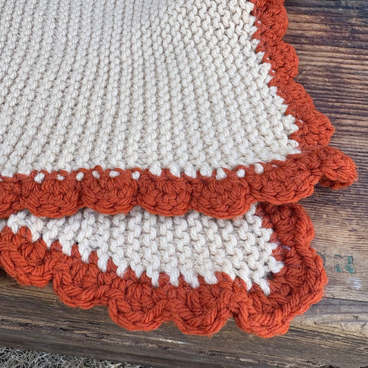 【USA vintage】 knit mini rug brown