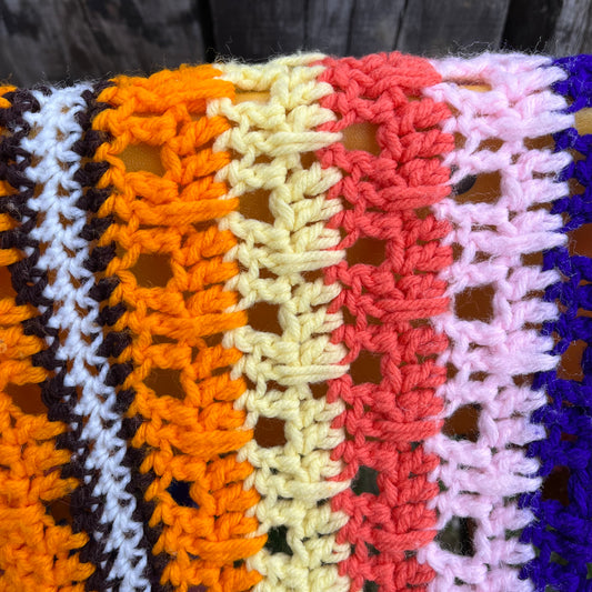 【USA vintage】グラニーブランケット カラフル ストライプ