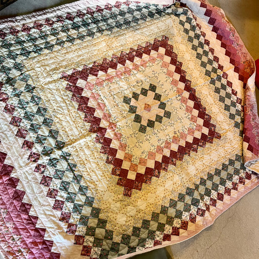 【USA vintage】Square Motif antique quilt