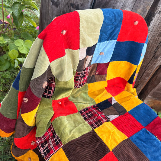 【USA Vintage】 Handmade Patchwork Quilt Blanket