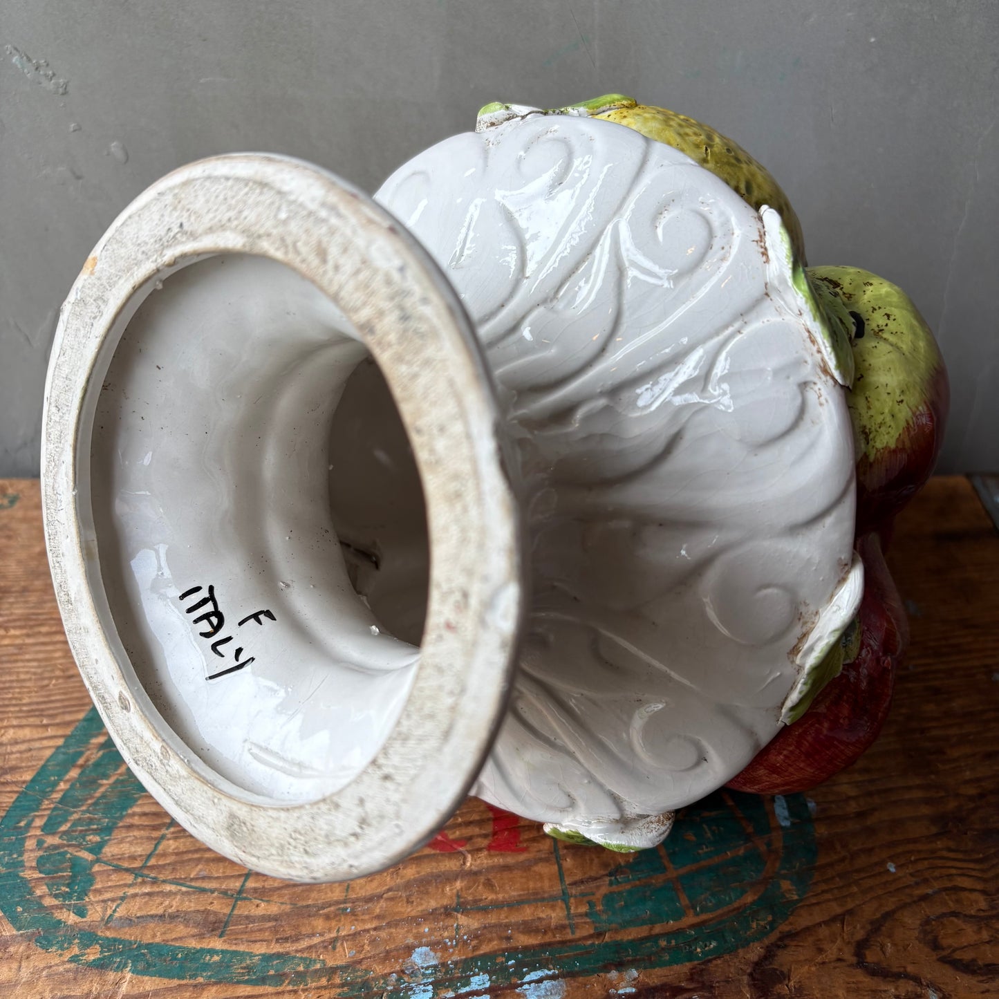 【Italy vintage】majolica fruits bowl