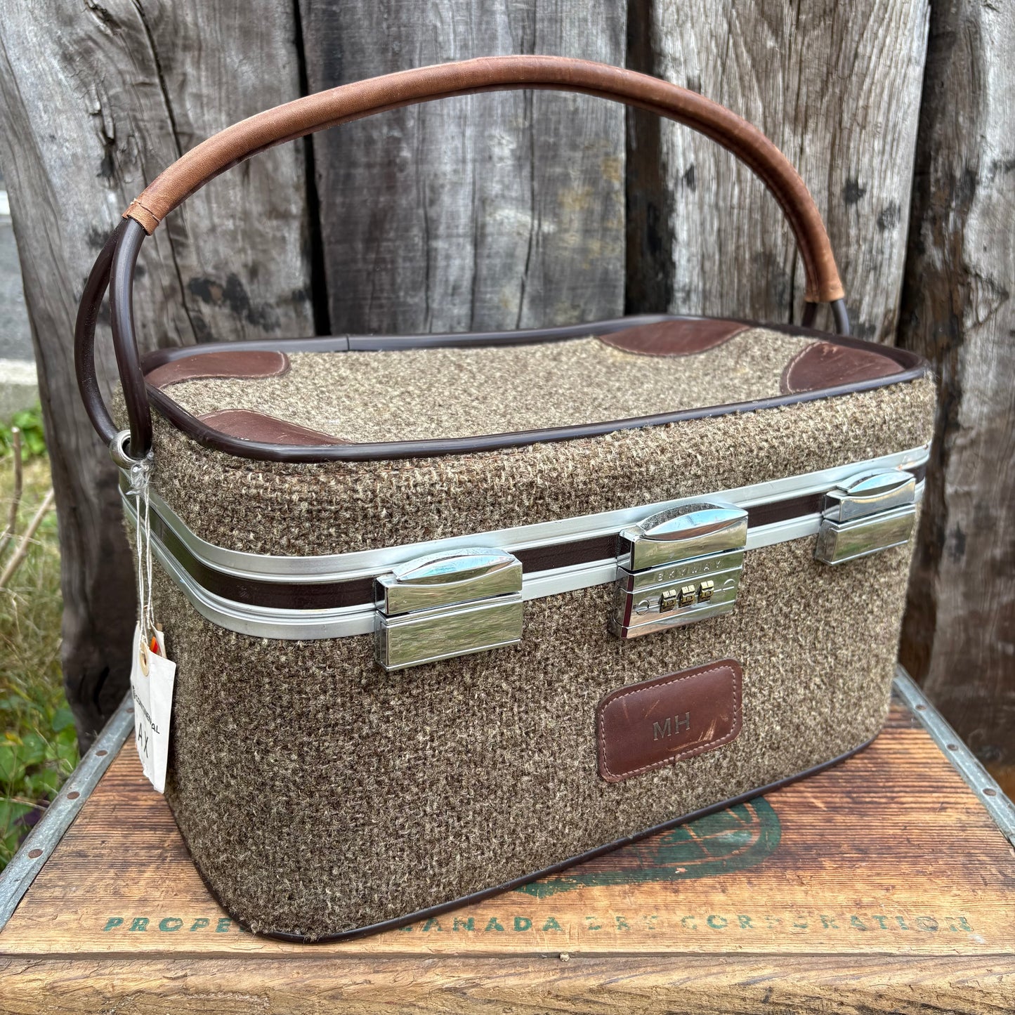 【1950s USA vintage】SKYWAY Train Case tweed