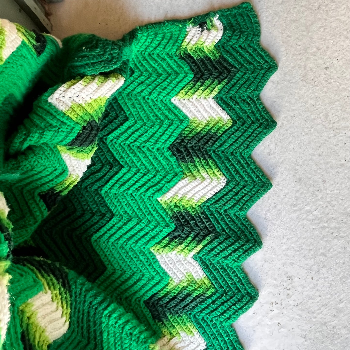 【1970s USA vintage】グラニーブランケット グリーン系 クロシェ