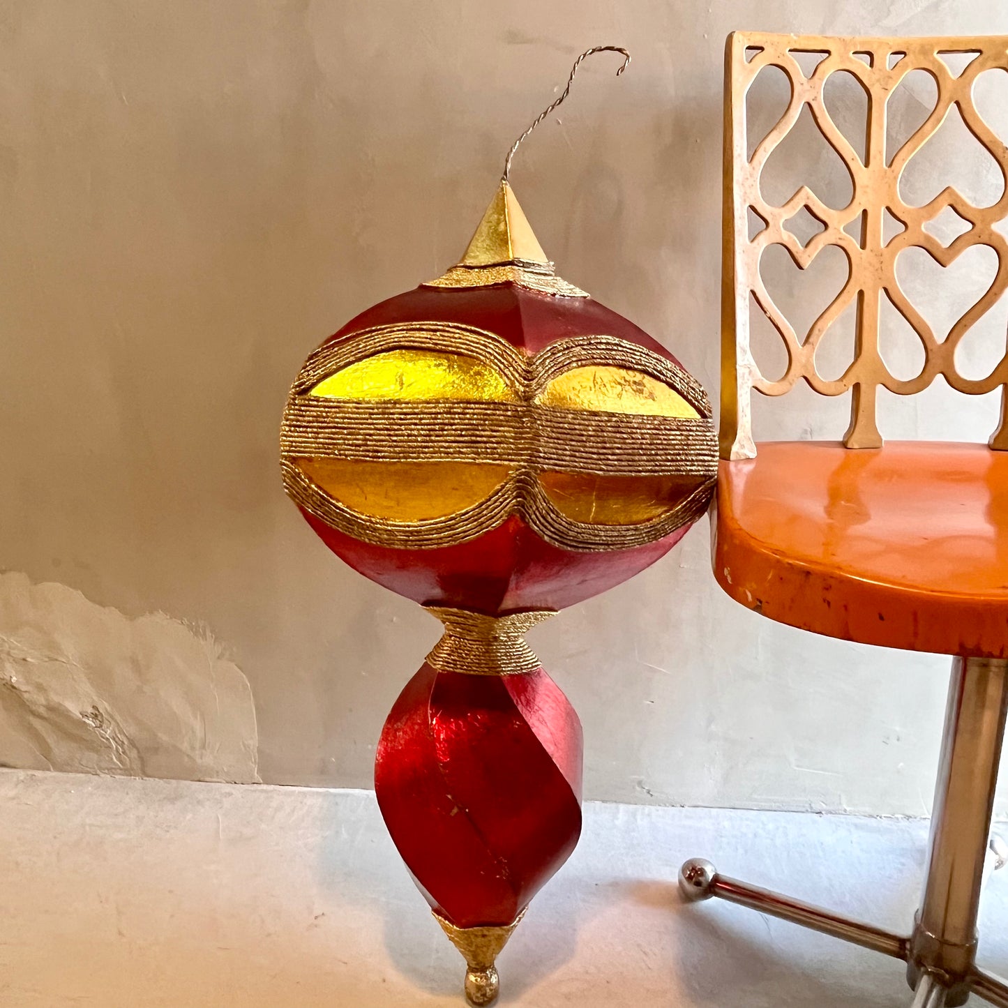 【USA vintage】クリスマス ビッグ オーナメント Red & Gold