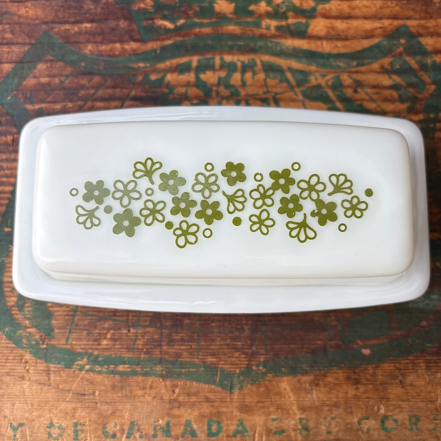 【1970s USA vintage】OLD PYREX SpringBlossom butter dish