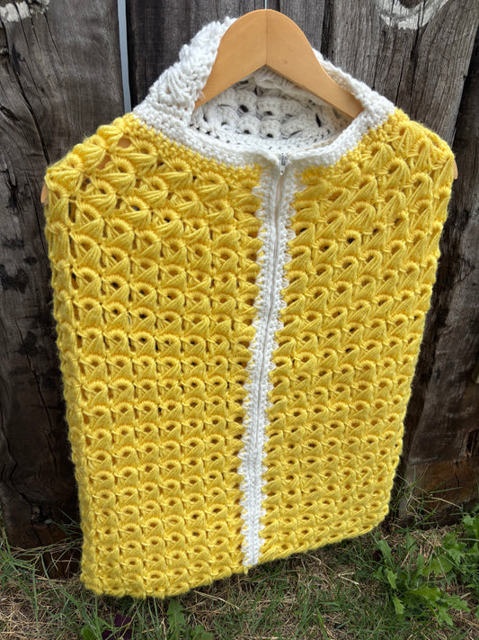 【USA vintage】Handmade Crochet Hooded Baby Bunting