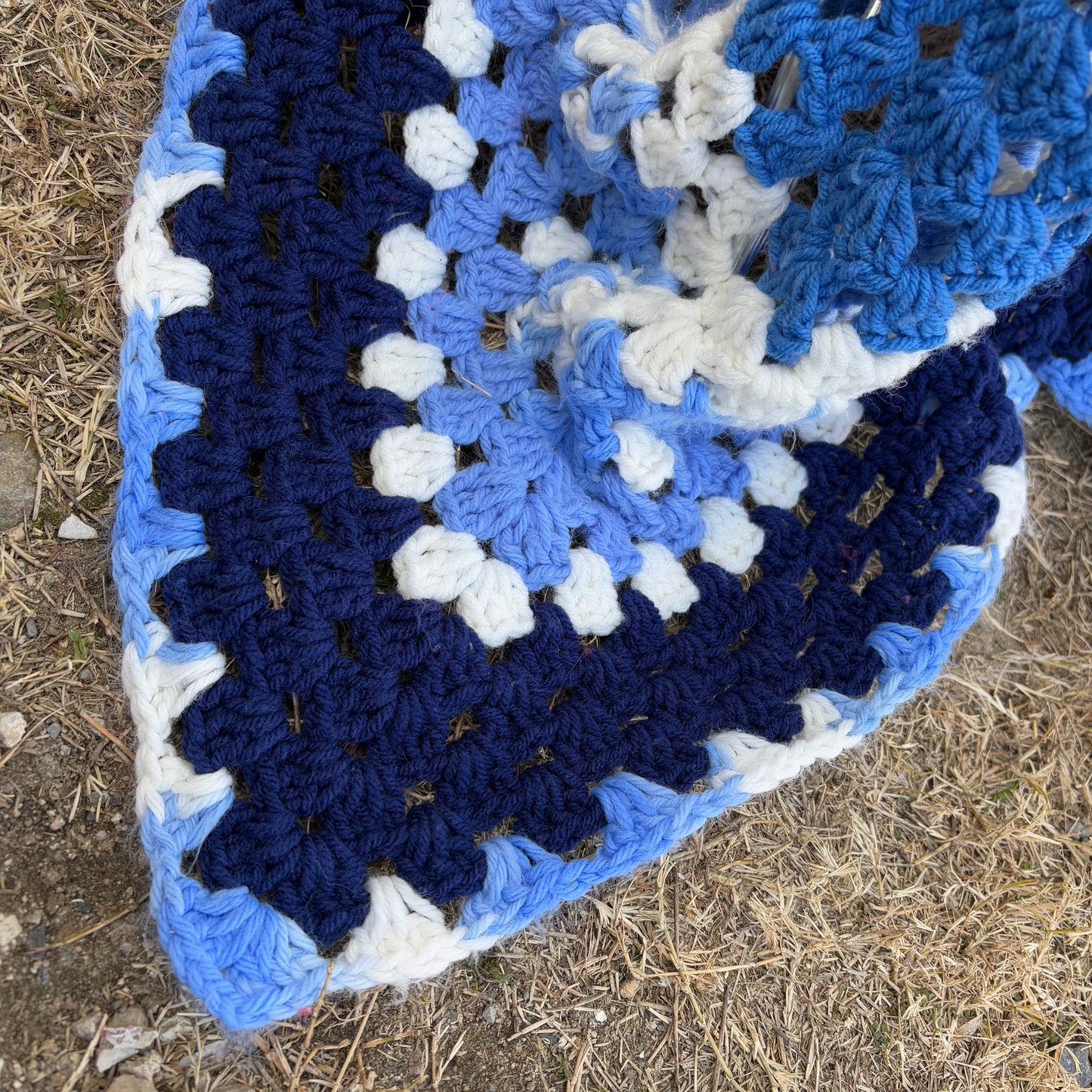 【USA vintage】granny blanket square Blue