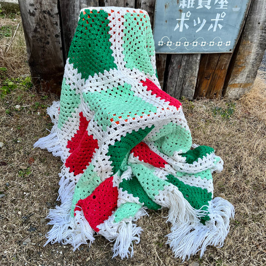 【USA vintage】Granny Blanket Square motif green