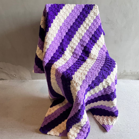 【USA vintage】グラニーブランケット パープルストライプ