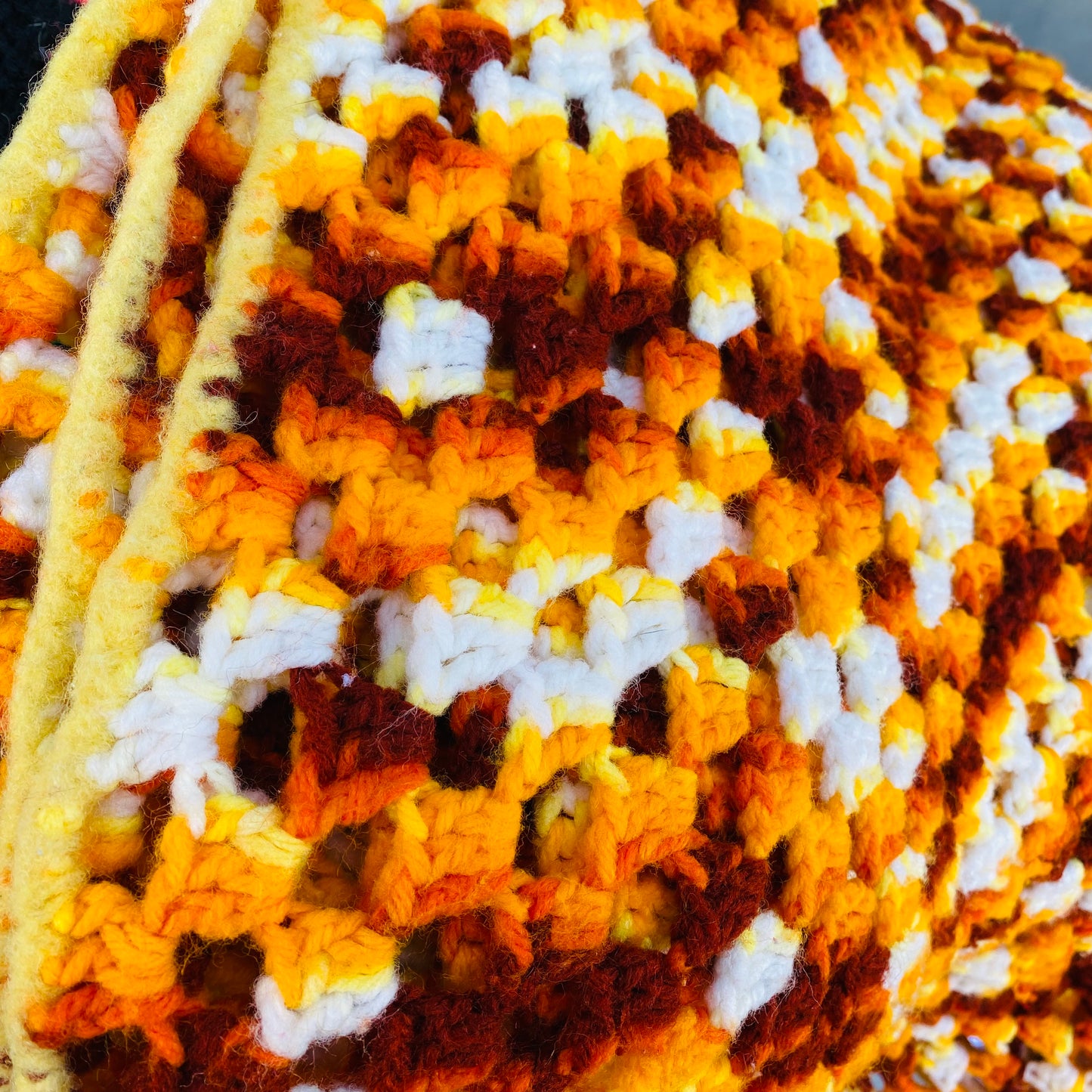 【1970s USA vintage】グラニーブランケット オレンジ グラデーション