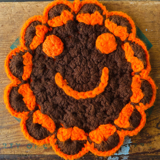 【USA vintage】smiley flower mini rug