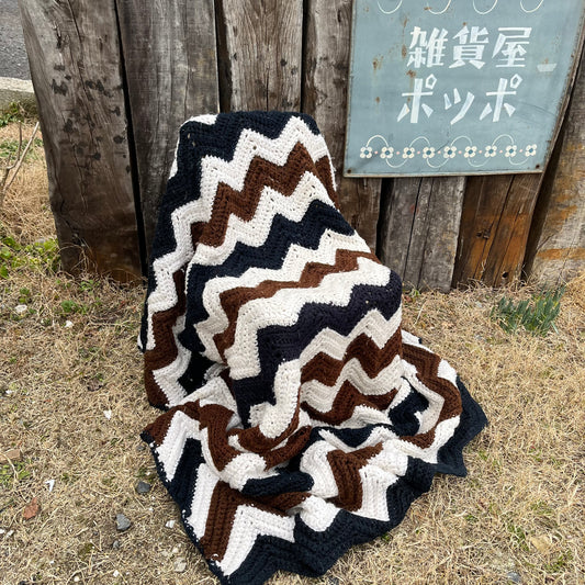 【USA vintage】Granny Blanket brown ×white