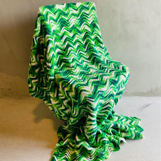 【1970s USA vintage】グラニーブランケット クロシェ グリーン