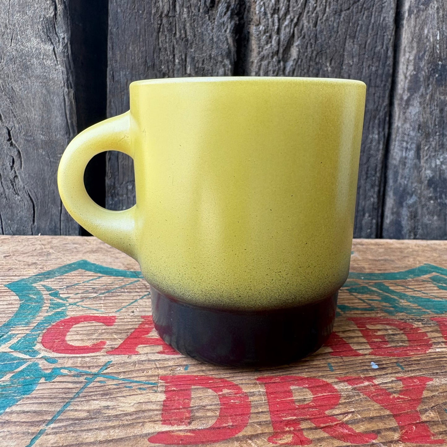【1960s USA vintage】Fire-King mug Yellow×Black mugcup