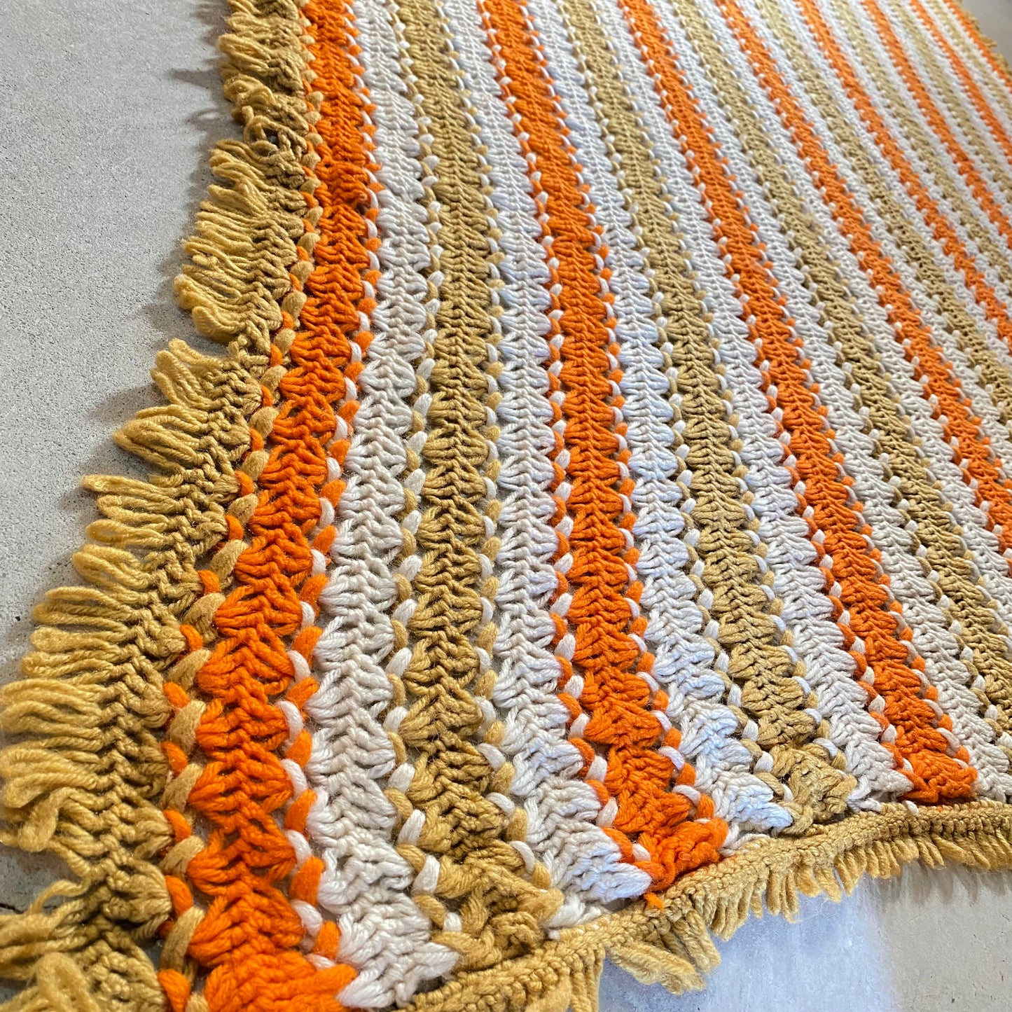 【1970s USA vintage】グラニーブランケット クロシェ オレンジ