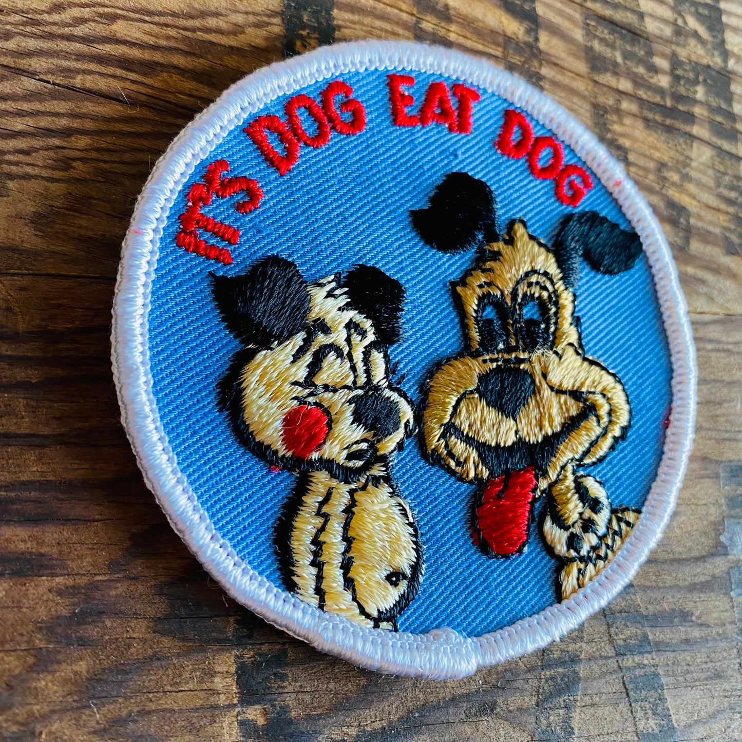 【USA vintage】ワッペン 犬 ブルー