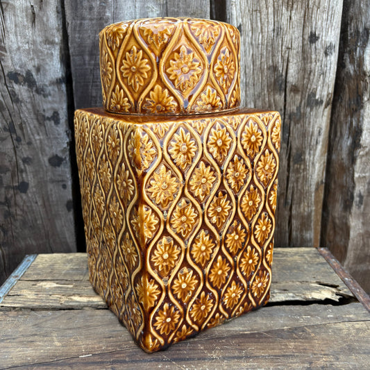 【USA vintage】Flower cookie jar