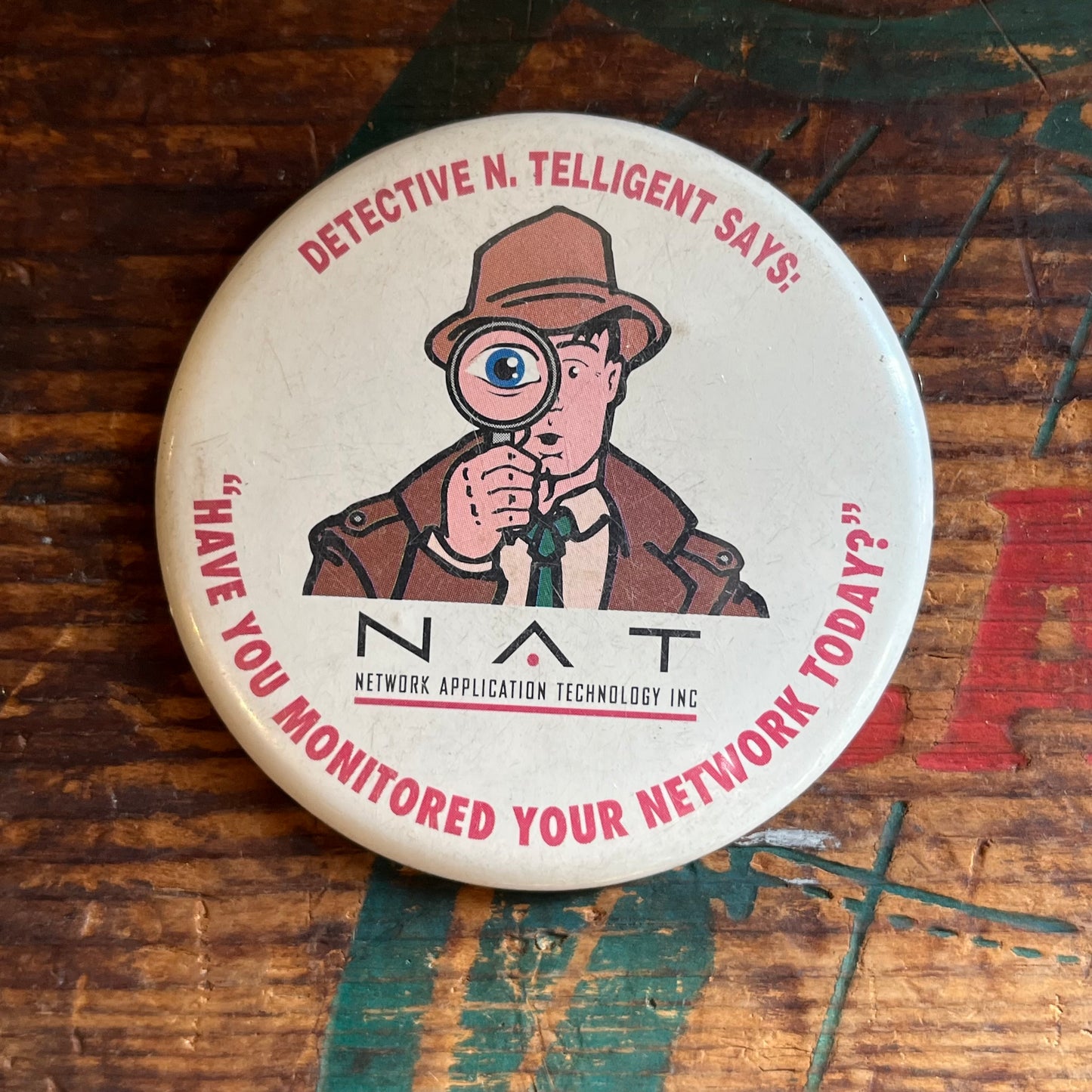 【USA vintage】缶バッジ NAT 探偵