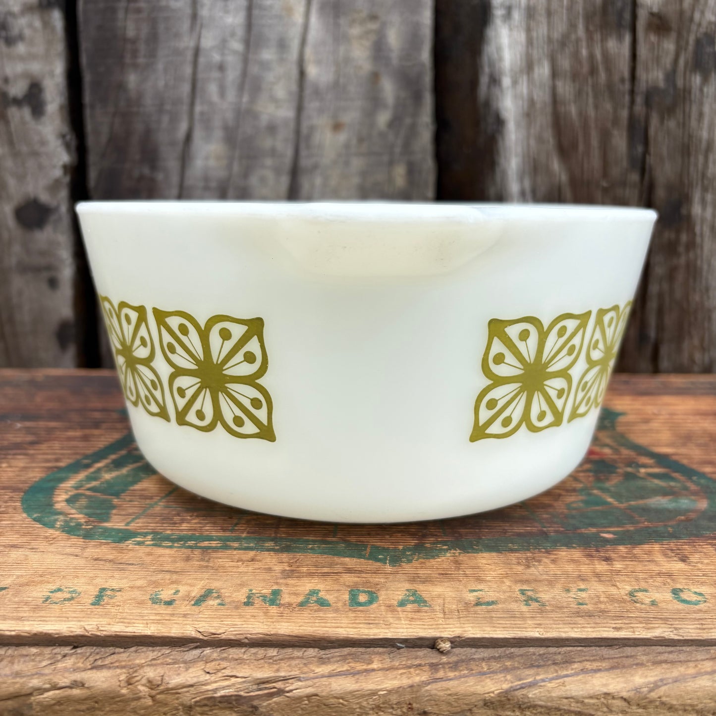 【1960s USA vintage】Green Square Flower Casserole