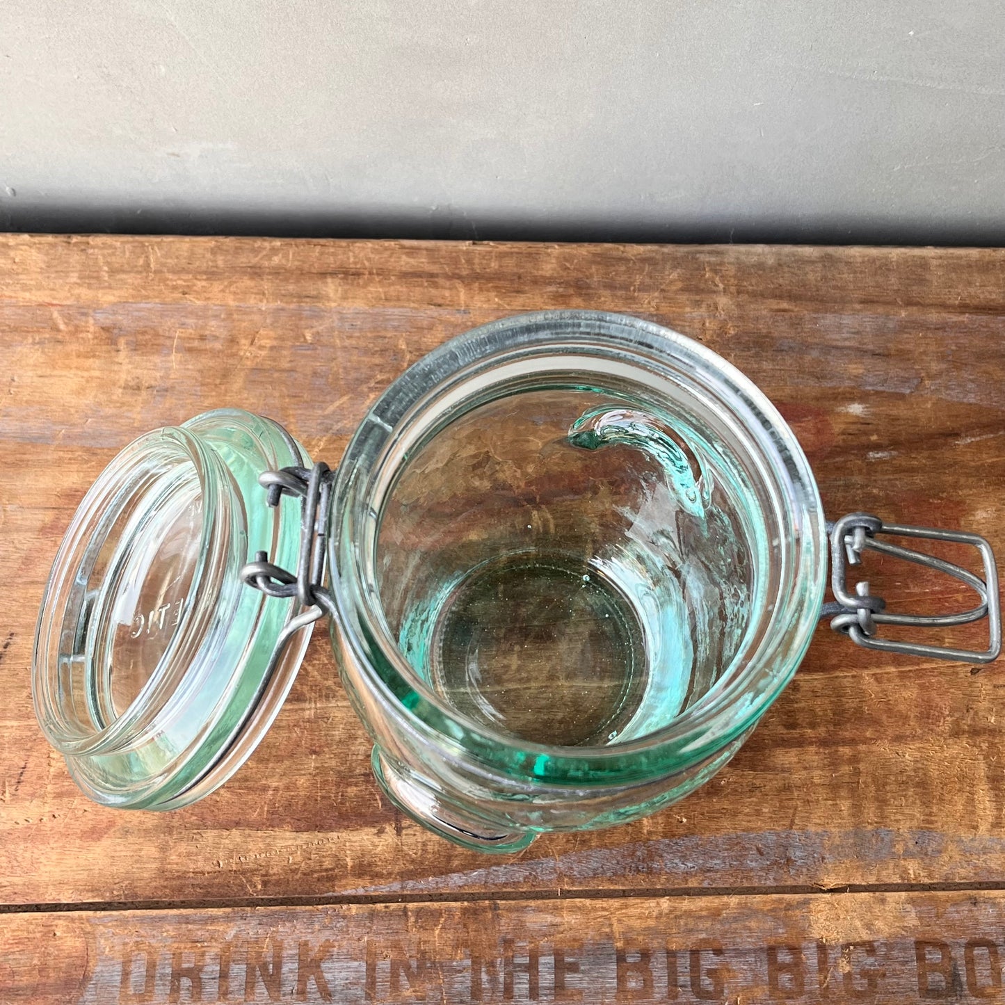 【Italy vintage】Hermetic Green Glass Jar