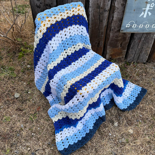 【USA vintage】granny blanket Blue