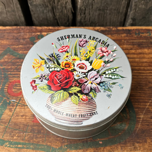 【USA vintage】Sherman’s Arcadia fruit cake tin can