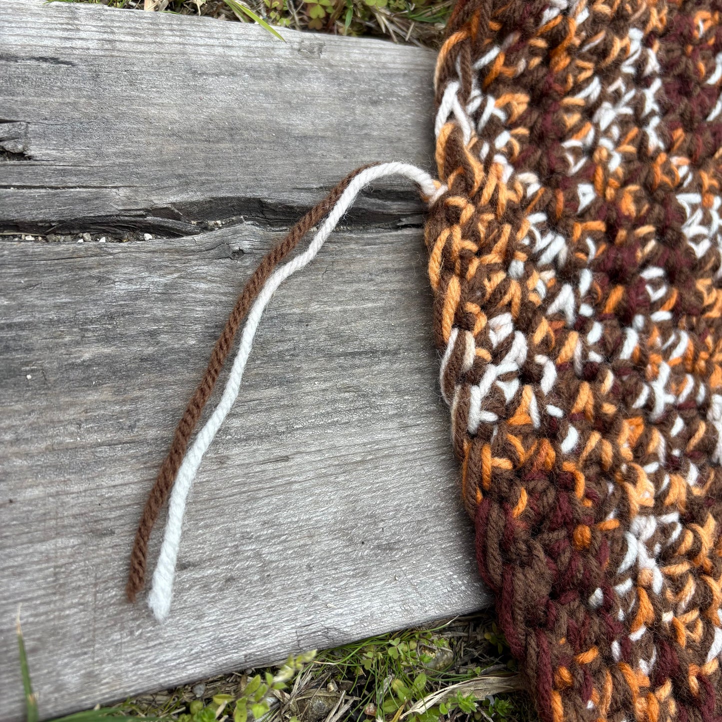 【USA vintage】Granny Blanket Brown Mix