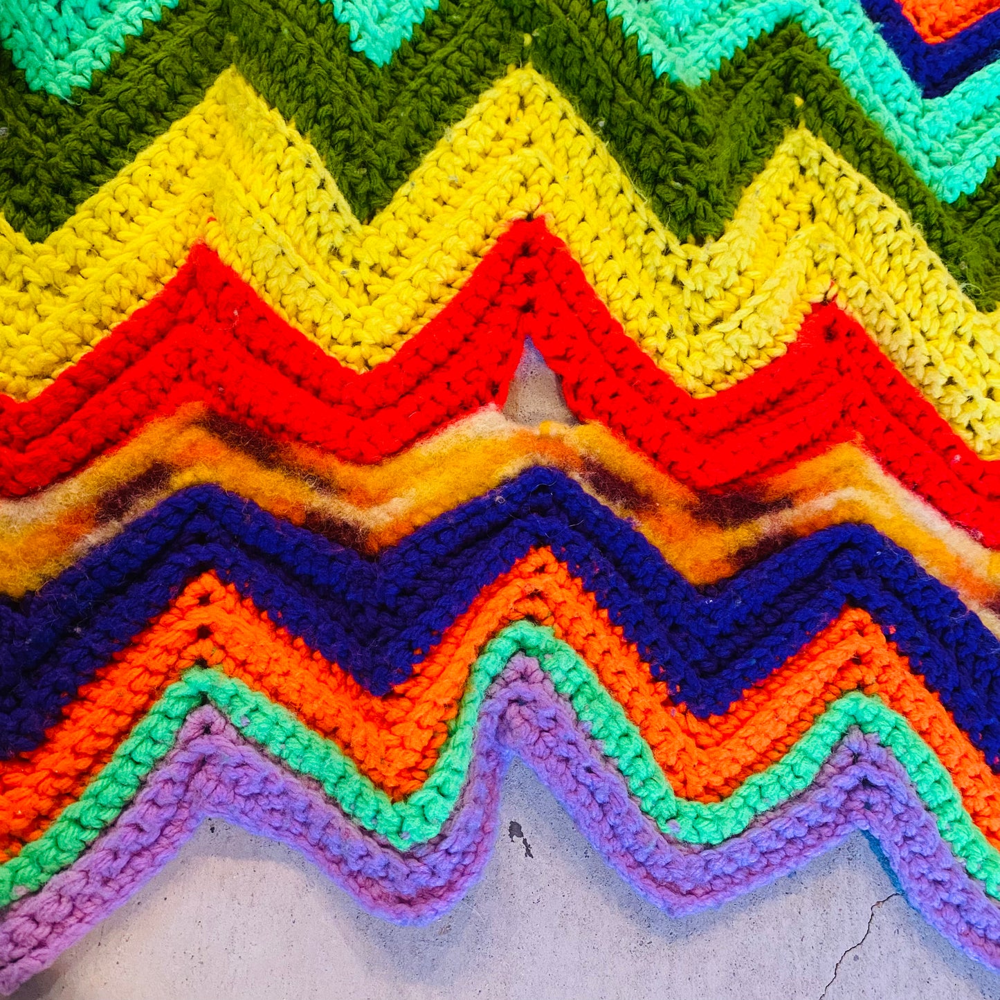 【1970s USA vintage】グラニーブランケット クロシェ カラフル