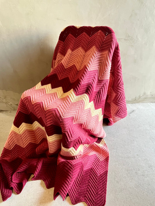 【USA vintage】グラニーブランケット ピンクグラデーション