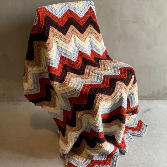 【1970s USA vintage】グラニーブランケット クロシェ ブラウン