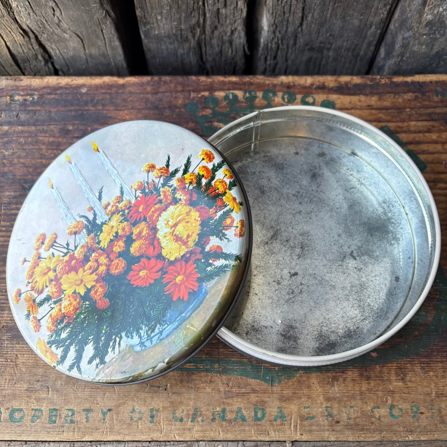 【USA vintage】Atlantic Can Co Flower can