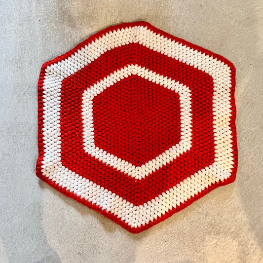 【USA vintage】グラニー ラグ 赤×白