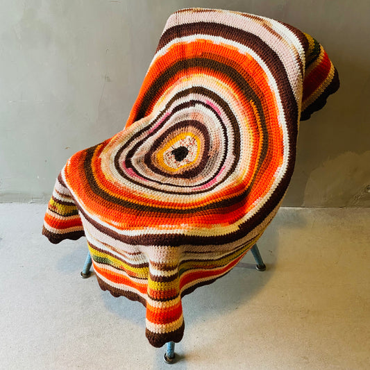 【1970s USA vintage】グラニーブランケット ラウンド ラグ