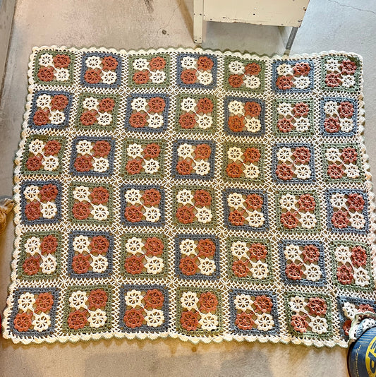 【USA vintage】グラニーブランケット パステルカラー モチーフ