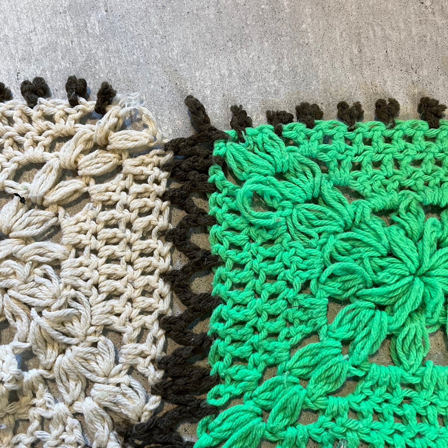 【USA vintage】Granny Blanket beige × green