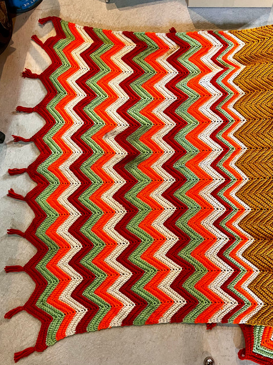 【1970s USA vintage】グラニーブランケット 暖色系