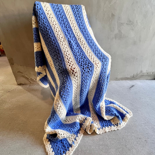 【USA vintage】グラニーブランケット マリンカラー