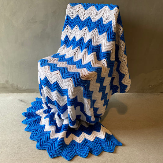 【1970s USA vintage】グラニーブランケット クロシェ ブルー