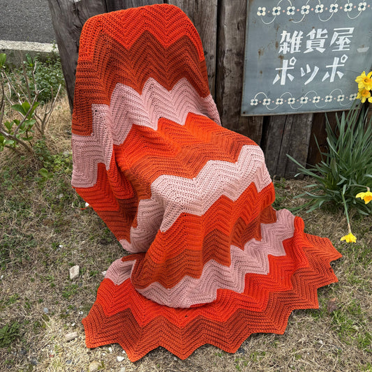 【USA vintage】granny blanket orange