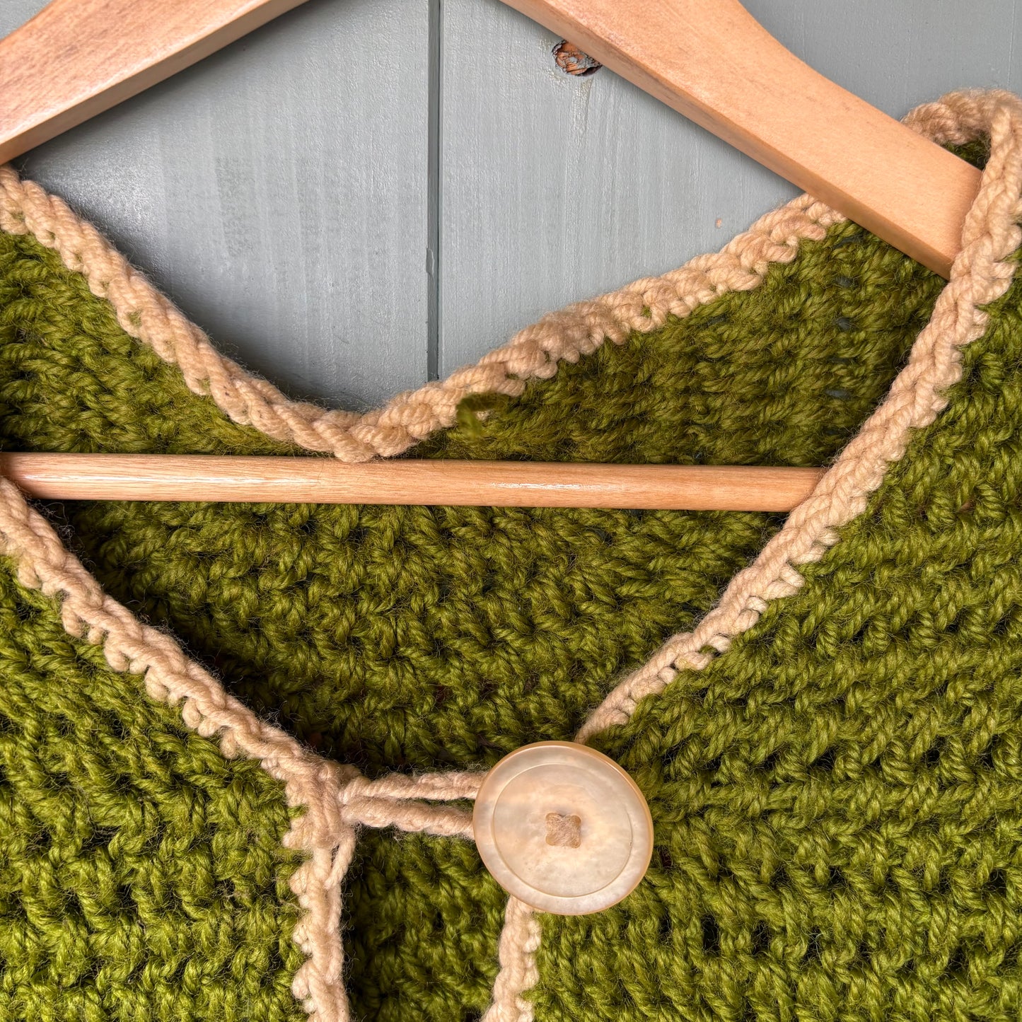 【USA vintage】 Knit poncho green